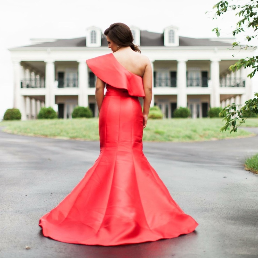 Jovani Red One Shoulder Dress Size 4